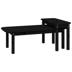 vidaXL 2-tlg. Couchtisch-Set Schwarz Massivholz Kiefer