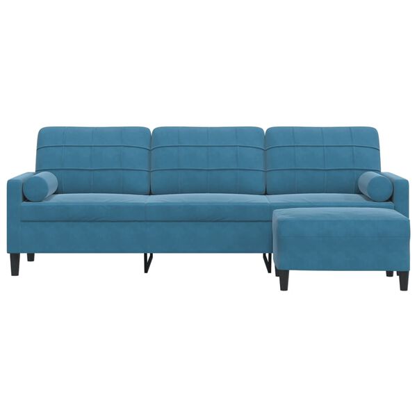 vidaXL 3-Sitzer-Sofa mit Hocker Blau 210 cm Samt