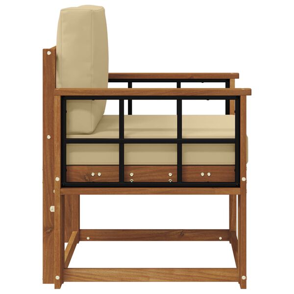 vidaXL Outdoor-Sofa Massives Akazienholz und Polyester Natur