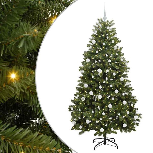 vidaXL K&uuml;nstlicher Weihnachtsbaum Gr&uuml;n 180 cm PVC und Metall