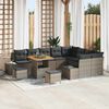 vidaXL Gartensofa-set mit Kissen 12 pcs Grau Poly-Rattan