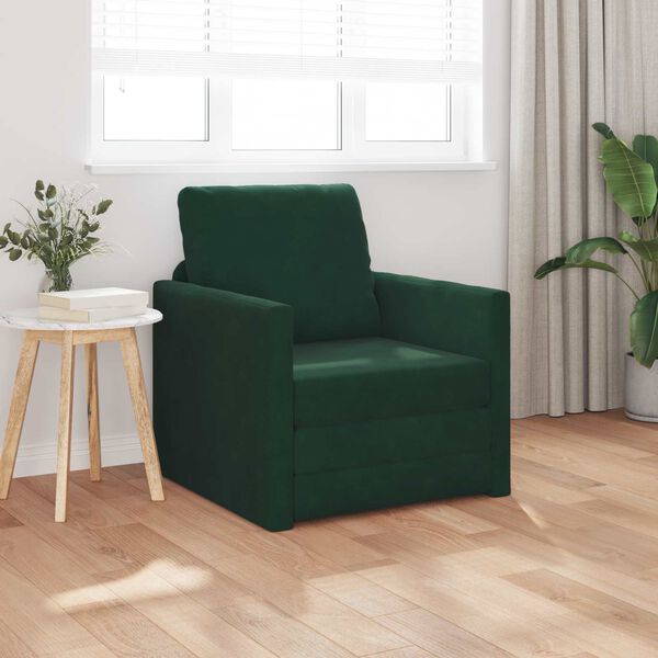 vidaXL Schlafsofa 60cm Dunkelgr&uuml;n Samt