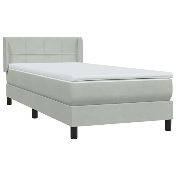 vidaXL Boxspringbett mit Matratze Hellgrau 90x220 cm Samt