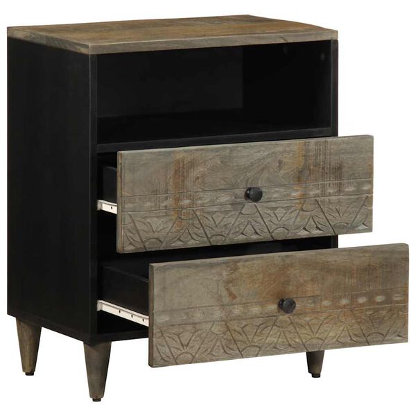 vidaXL Nachttisch Hellgrau 50x33x60 cm Massivholz Mango