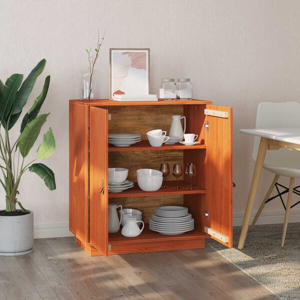 vidaXL Sideboard Wachsbraun 65,5 x 40 x 75 cm Massives Kiefernholz