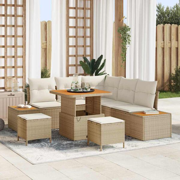 vidaXL Gartensofa-set 8 pcs Beige Poly-Rattan
