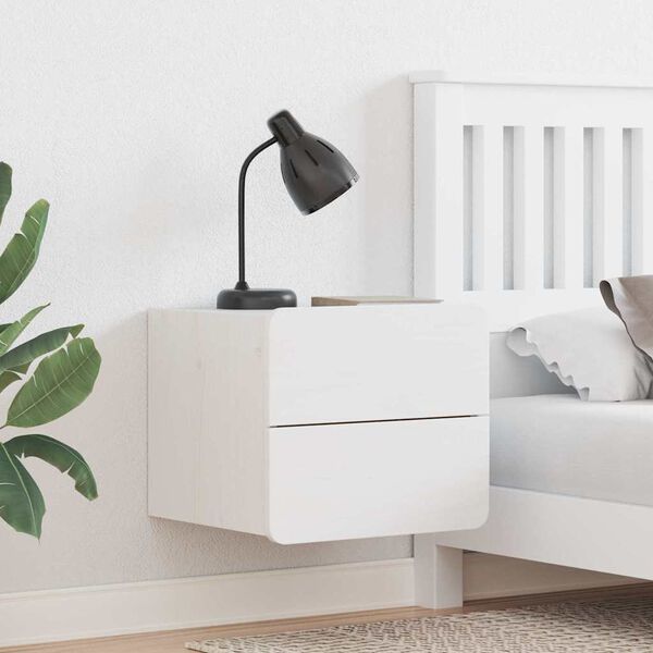 vidaXL Nachttisch Wei&szlig; 39 x 34 x 33 cm Massivholz Kiefer