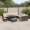 vidaXL Garten-Sofa-Set 13 pcs Schwarz und Creme Poly-Rattan