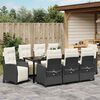 vidaXL Garten Essgruppe mit Kissen 9 pcs Schwarz Poly-Rattan