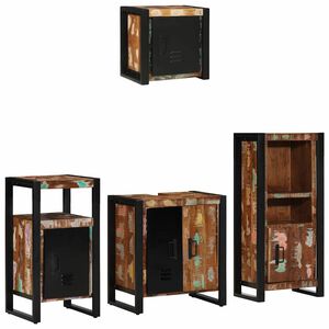 vidaXL Badezimmerm&ouml;bel-Set 4 stk. Mehrfarbig und Schwarz