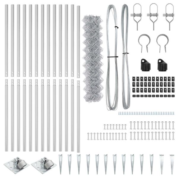 vidaXL Zaunpfosten Silber 25 x 1,2 m (60 x 60 mm Netz) Stahl