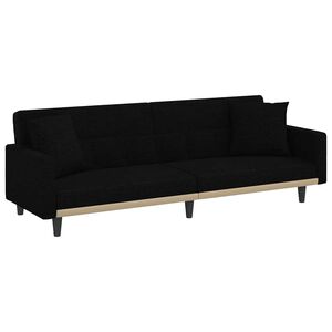 vidaXL Schlafsofa mit Kissen Schwarz Stoff