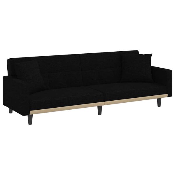 vidaXL Schlafsofa mit Kissen Schwarz Stoff