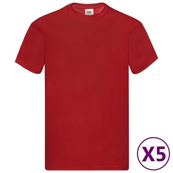 Fruit of the Loom Original T-Shirts 5 Stk. Rot XXL Baumwolle