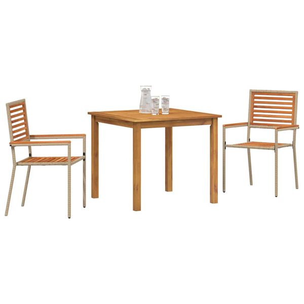 vidaXL Garten Essgruppe 3 pcs Beige Massivholz Akazie