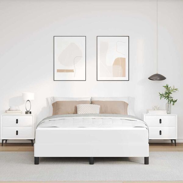 vidaXL Bettrahmen mit Matratze Reinwei&szlig; 140 x 190 cm Stoff