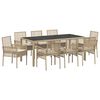 vidaXL Garten Essgruppe 9 pcs Beige Poly-Rattan