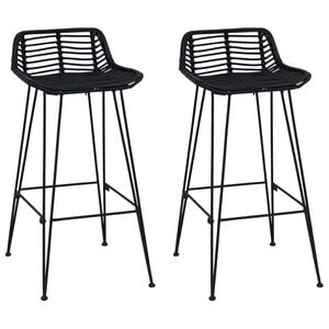vidaXL Barhocker 2 St&uuml;ck Schwarz 44 x 46 x 91 cm Rattan und Stahl