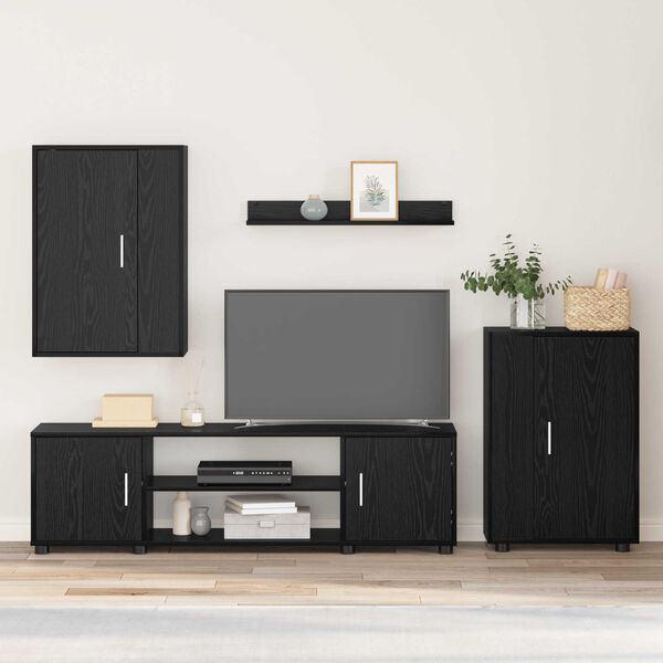 vidaXL TV-Schrankset 4 pcs Schwarz Eichen-Optik Holzwerkstoff