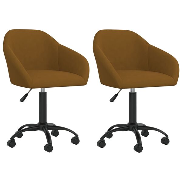 vidaXL Esszimmerst&uuml;hle Drehbar 2 Stk. Braun Samt