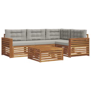 vidaXL Outdoor-Sofagarnitur 5 stk. 4-Sitzer Natur und Hellgrau