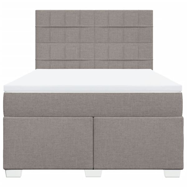 vidaXL Boxspringbett mit Matratze Taupe 140x200 cm Stoff