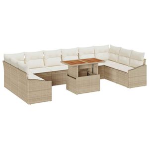 vidaXL Garten-Sofa-Set mit Speicher 11 pcs Beige Poly Rattan