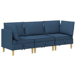 vidaXL Modular Sofa Set mit Stauraum 3 stk. Blau Stoff