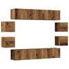 vidaXL 8-tlg. TV-Schrank-Set Wandmontage Altholz-Optik Holzwerkstoff