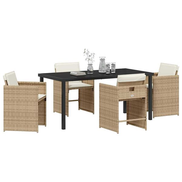 vidaXL Garten Essgruppe 5 pcs Beige Poly-Rattan