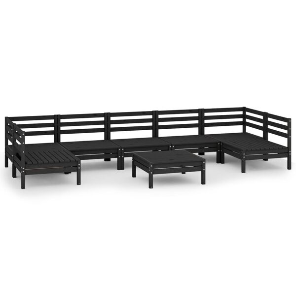 vidaXL 8-tlg. Garten-Lounge-Set Schwarz Massivholz Kiefer