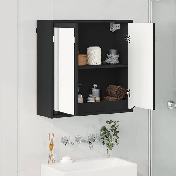 vidaXL Badezimmerspiegelschrank Schwarz 60 x 20 x 60 cm Holzwerkstoff