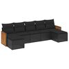 vidaXL 7-tlg. Garten-Sofagarnitur mit Kissen Schwarz Poly Rattan