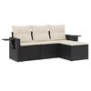 vidaXL 4-tlg. Garten-Sofagarnitur mit Kissen Schwarz Poly Rattan