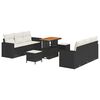 vidaXL Garten-Sofa-Set mit Kissen mit Speicher 9 pcs Schwarz und Creme