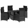 vidaXL Outdoortisch-Set mit Kissen 5 pcs Schwarz Poly-Rattan