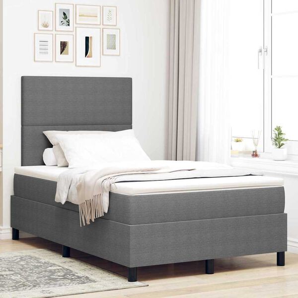 vidaXL Boxspringbett Hellgrau und Wei&szlig; 193 x 120 x 128 cm Cordstoff