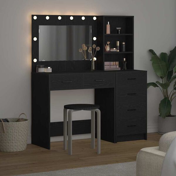 vidaXL Schminktisch mit Regal Schwarz 78,5 x 41 x 135 cm Holzwerkstoff