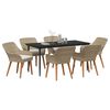 vidaXL Garten Essgruppe mit Kissen 7 pcs Beige Poly-Rattan