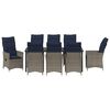 vidaXL Tisch- und Stuhlset mit Kissen 9 pcs Grau PE-Rattan