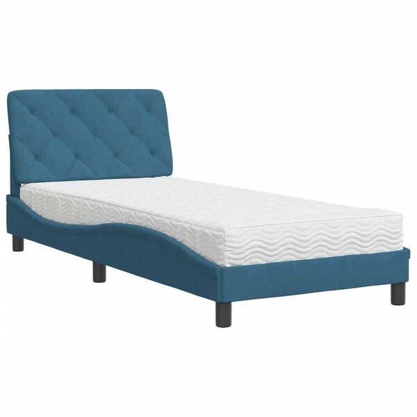 vidaXL Bett mit Matratze Blau 80x200 cm Samt