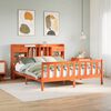 vidaXL Massivholzbett mit Regal ohne Matratze Wachsbraun 200x200 cm