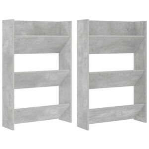 vidaXL Wand-Schuhschr&auml;nke 2 Stk. Betongrau 60x18x90 cm Holzwerkstoff