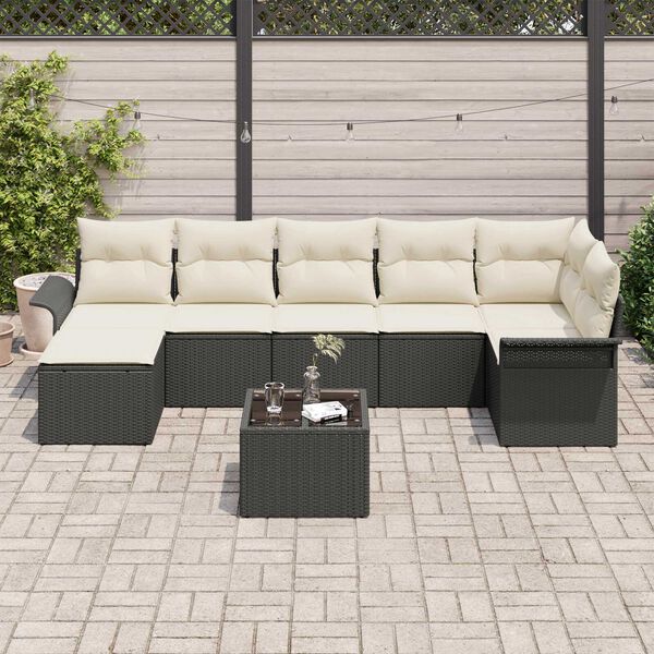 vidaXL Gartensofa-set mit Speicher 8 pcs Schwarz Poly-Rattan