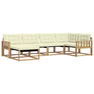 vidaXL Outdoor-Sofagarnitur 6 stk. Wei&szlig; und Creme Massivholz Akazie