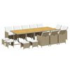 vidaXL 15-tlg. Garten-Essgruppe mit Kissen Poly Rattan Beige