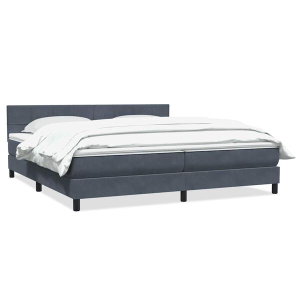 vidaXL Boxspringbett mit Matratze Dunkelgrau 180x210 cm Samt