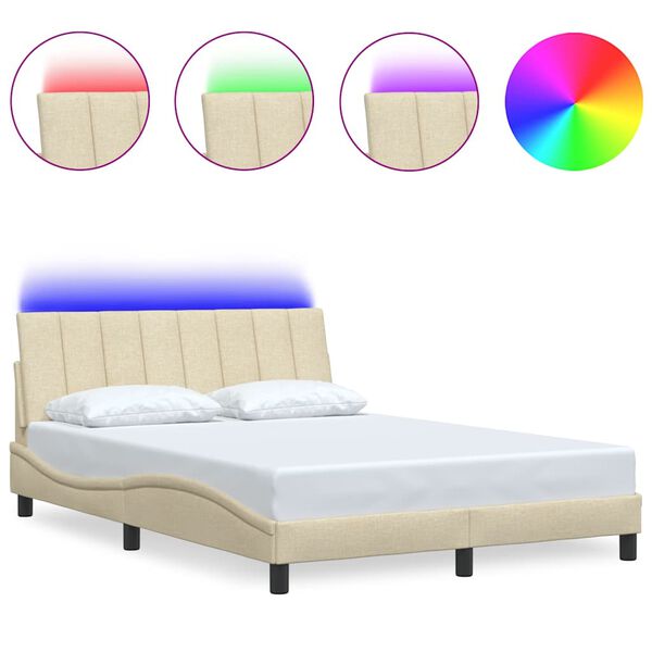 vidaXL Bettgestell ohne Matratze "Hanko" Creme 140x200 cm Stoff