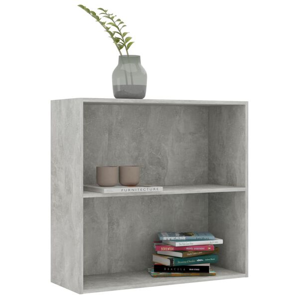vidaXL Bücherregal 2 Fächer Betongrau 80x30x76,5 cm Holzwerkstoff