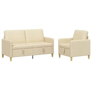 vidaXL Sofa Set mit Stauraum 2 stk. Creme Polyester